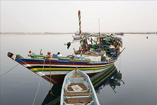 彩色,渔船,也门,马萨瓦,埃塞俄比亚,红海,厄立特里亚,东非