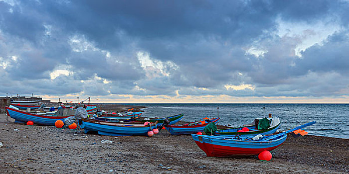 彩色,渔船,海滩,北方,日德兰半岛,丹麦