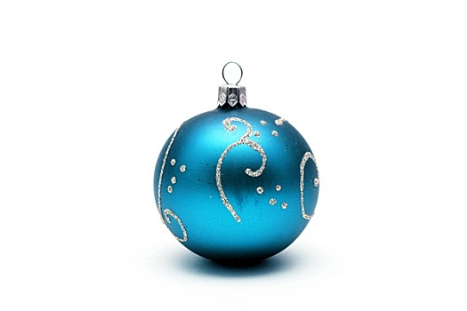 蓝色,圣诞球,银,图案,隔绝,白色背景