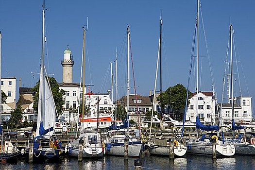 航行快艇,码头,罗斯托克,德国