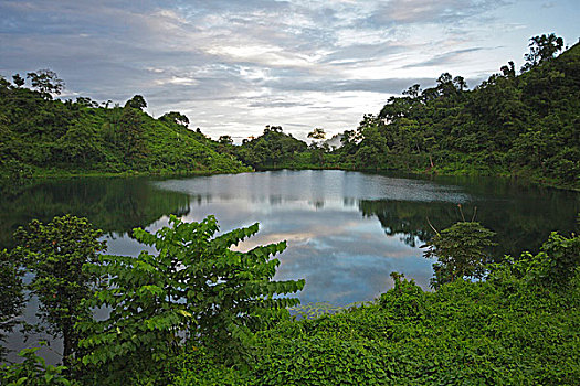 风景,湖,山,地区,孟加拉,九月,2009年