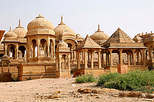 墓葬碑,墓地,规则,斋沙默尔,拉贾斯坦邦,印度,亚洲