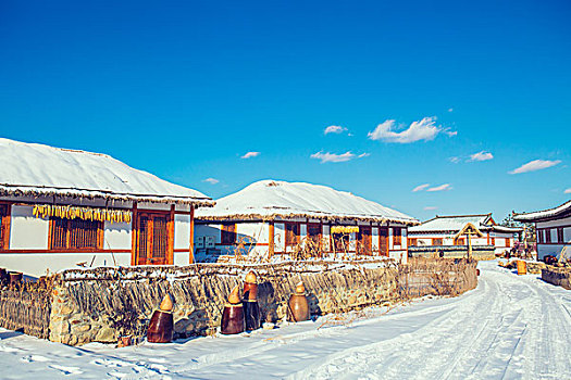 延边朝鲜自治州朝鲜族雪景