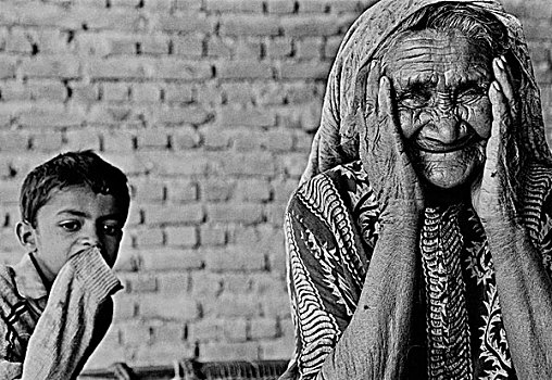 头像,老太太,乡村,旁遮普,省,巴基斯坦