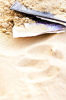 皮夹,货币,沙子