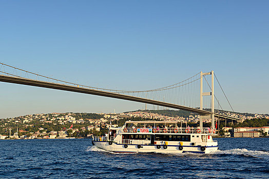 渡轮,博斯普鲁斯海峡,桥,亚洲,岸边,风景,伊斯坦布尔,欧洲,省,土耳其