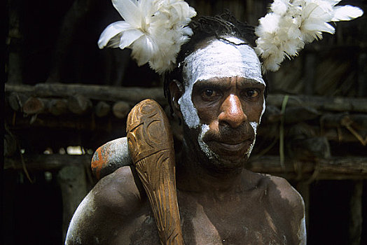 西部,新几内亚,伊里安查亚省,印度尼西亚,区域,肖像,原始,男人,石头,斧头