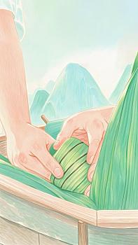 端午節(jié)卡通粽子手繪風(fēng)插畫