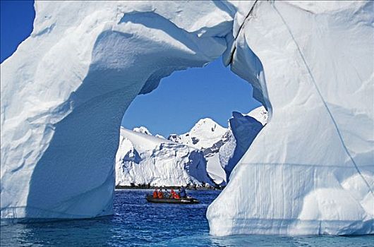 南极,游客,黄道十二宫,拱形,冰山,靠近,岛屿