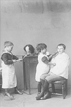 理发店,游戏,1894年,艺术家,未知