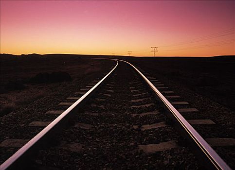 铁路线,日落
