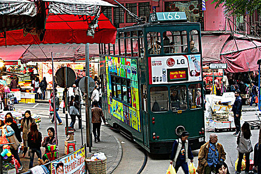 有轨电车,道路,市场,北方,香港