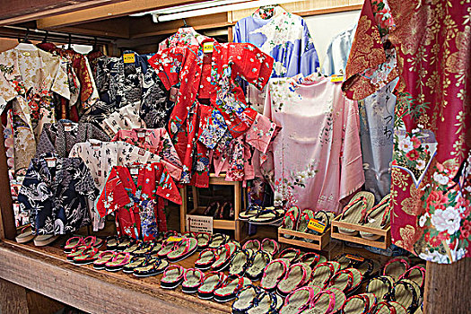 展示,日本,和服,凉鞋,纪念品店,东山,京都