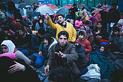难民,露营,希腊,马其顿,边界,等待,检查点,中马其顿,欧洲