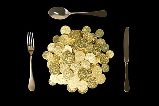 硬币,餐具