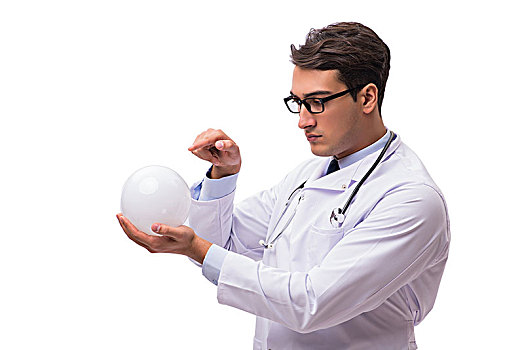 博士,水晶球,隔绝,白色背景,背景