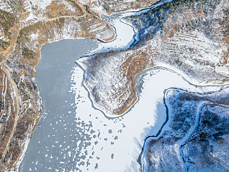 济南白炭窑水库雪景