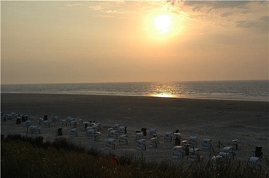 落日,海岸