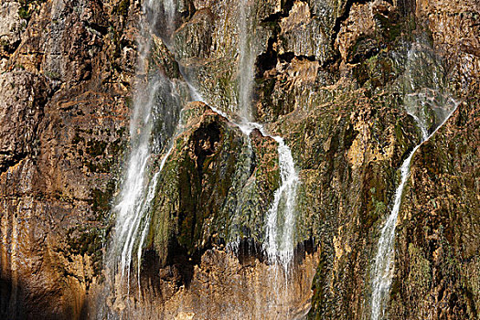 大,瀑布,特写,十六湖国家公园,克罗地亚,欧洲