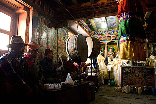 尼泊尔,僧侣,祈祷,寺院,昆布,山谷