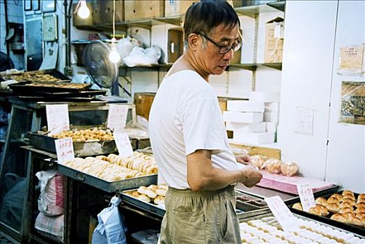 香港,旺角,中国人,做糕点,工作,糕点店,上海,街道