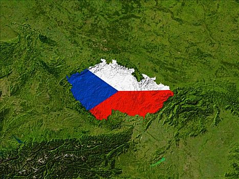 卫星图,捷克共和国,旗帜,遮盖