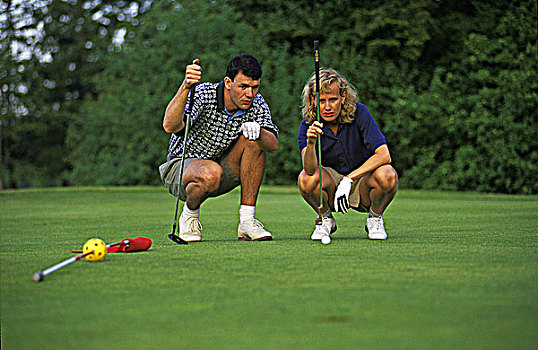 伴侣,线条,向上,轻打,高尔夫球场,温哥华岛,不列颠哥伦比亚省,加拿大