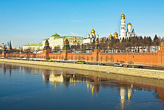 莫斯科,克里姆林宫,宫殿,大教堂,河,反射,俄罗斯,欧洲