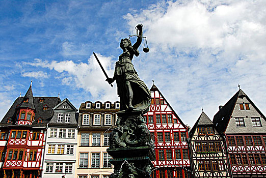 喷泉,执法,青铜,雕塑,市中心,法兰克福,黑森州,德国,欧洲