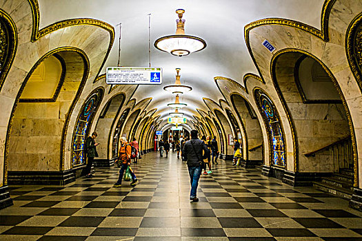 莫斯科,俄罗斯,欧亚大陆,地铁站