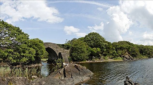 老,桥,湖,基拉尼国家公园,爱尔兰