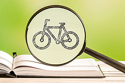 自行车,寻找,铅笔画,放大镜