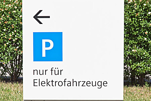 标识,德国,停车场,只有,电,交通工具