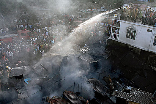 贫民窟,道路,破坏,火灾,意外,孟加拉,2009年
