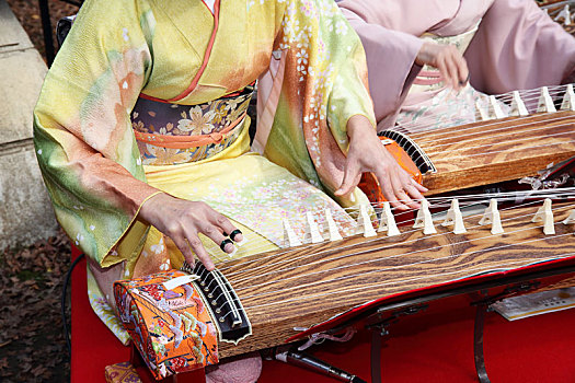 日本人,女人,演奏,传统音乐,器具