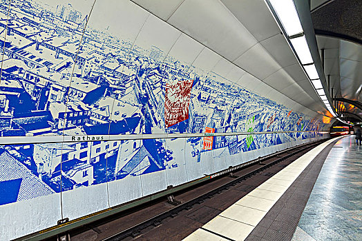 地铁站,市政厅,中间,弗兰克尼亚,巴伐利亚,德国,欧洲