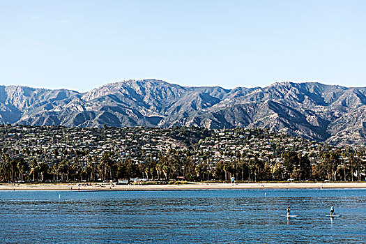 海滩,海岸线,圣芭芭拉,加利福尼亚