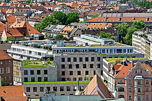 风景,教堂,上方,屋顶,慕尼黑,上巴伐利亚,巴伐利亚,德国,欧洲