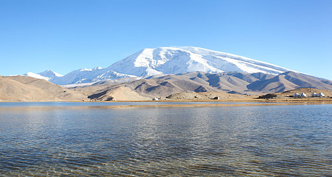 新疆喀什慕士塔格峰喀拉库勒湖