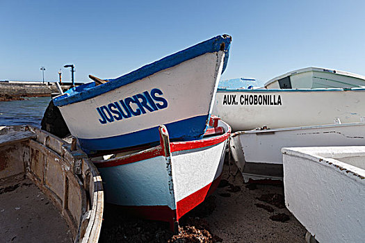 渔船,兰索罗特岛,加纳利群岛,西班牙,欧洲
