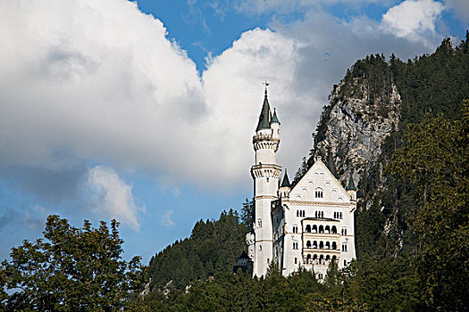 巴伐利亚,城堡,山腰,云,上方,德国