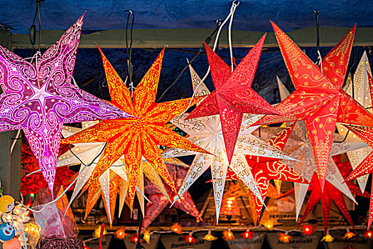 星形,纸灯笼,圣诞市场,罗腾堡,德国