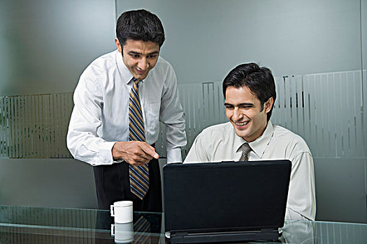 两个,商务人士,工作,笔记本电脑