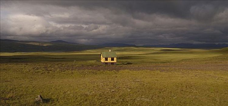 孤单,夏天,住宅,朴素,靠近,雷克雅未克,冰岛