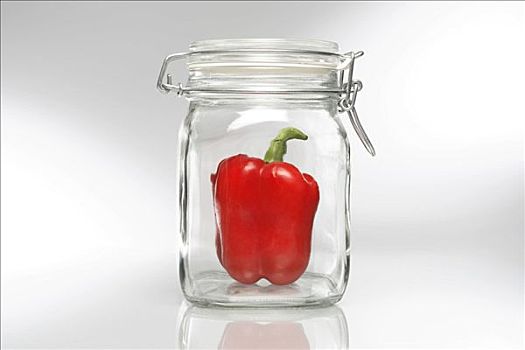 红柿子椒,玻璃,罐