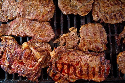 牛肉,肉,烧烤,烤制食品,灰烬,烟