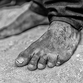非洲,穷,男人,脚,地面