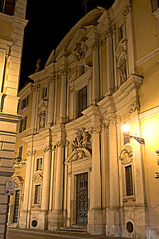 教堂,葡萄牙,建筑师,桑托斯,捐献,夜晚,罗马,意大利,欧洲