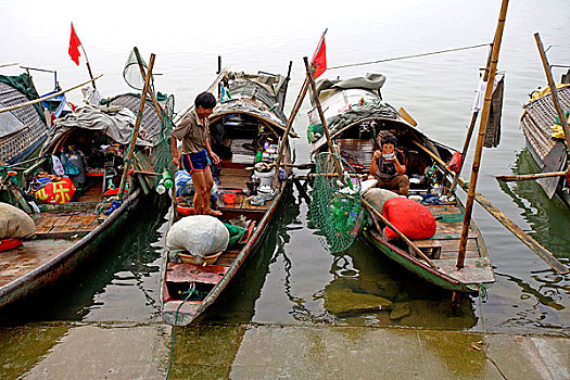 中国南方渔民早鱼市