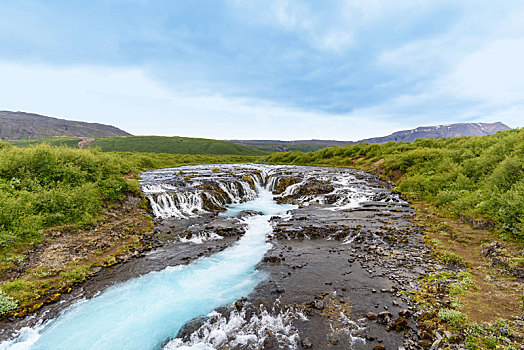 青绿色,瀑布,南,冰岛